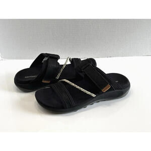 Merrell Terran 4 Floatmax Slide Sandals Women Size 8 Black Leather Comfort Shoes